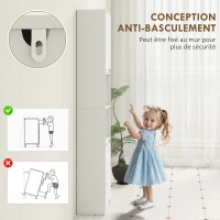 HOMCOM Meuble colonne salle de bain, meuble de rangement avec 2 portes, 2 compartiments ouverts, , 30 x 24 x 170 cm, blanc(m-7)