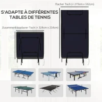 SPORTNOW Housse de table de tennis de table ping-pong avec fermeture éclair anti-UV et housse imperméable Noir(m-5)