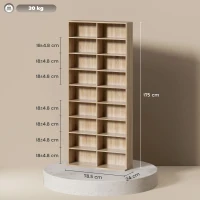 HOMCOM Raft DVD cu 9 niveluri, 18 compartimente și 14 rafturi reglabile, spațiu pentru 640 CD-uri, 360 DVD-uri sau 430 Blu-ray-uri, lemn natural(m-3)