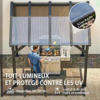 Outsunny Abri pour Barbecue, Tonnelle de Jardin 244 x 150 x 244 cm avec Toit en Polycarbonate et Cadre en Aluminium, gris foncé(m-5)