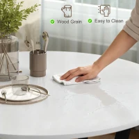 HOMCOM Dining Table, Round Kitchen Table with Black Legs for Living Room, Dining Room 90 x 76 cm, High Gloss White(m-7)