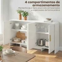 HOMCOM Aparador de Cozinha com 4 Prateleiras 4 Portas com Fecho Suave Móvel para TV de 72 Polegadas 152x40x80 cm Branco(m-6)