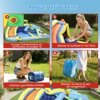 AIYAPLAY Château gonflable avec souffleur 8 en 1, parc aquatique, toboggan, trampoline, piscine à balles, oxford, multicolore(m-7)