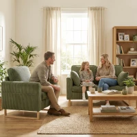 HOMCOM 2 Seater Sofa, 140 cm Loveseat Sofa with Spring Cushions, Metal Legs, 2 Pillows, Dark Green(m-8)