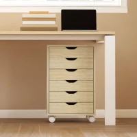 HOMCOM Bloco de Gavetas Móvel Arquivador com 6 Gavetas Suporte para Impressora com Rodas 40x35x63 cm Madeira(m-9)