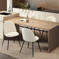HOMCOM Conjunto de 4 Cadeiras de Sala de Jantar Modernas Cadeiras Estofadas em Veludo com Encosto Alto e Pés de Aço 50x52x83 cm Creme(m-8)