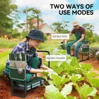 Outsunny Ławka Ogrodowa z Poduszką do Klęczenia i Siedzenia, Obciążenie do 150 kg, Wysuwane Stalowe Nogi(m-4)