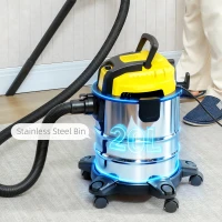 HOMCOM Wet and Dry Vacuum Cleaner, 1200W 20L Wet & Dry Vacuum Cleaner w/ Blower, Triple Filters for Workshop, Home, Carpet(m-5)