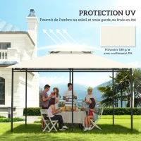 Outsunny Toile de rechange pour pavillon toile de tonnelle 4 x 3 m, double toit avec trous de drainage, polyester 180 g/m², crème(m-4)
