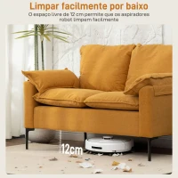 HOMCOM Sofá de 2 Lugares Revestido em Veludo Sofá Moderno com Pés de Metal Apoios de Braços Acolchoados 130x77x84 cm Amarelo Mostarda(m-8)