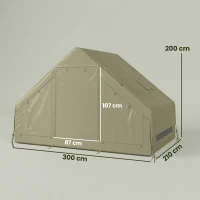 Outsunny Inflatable Camping Tent with Pump and Stove Jack Hole, Luxury Inflatable Tent with Mesh Windows, Doors, Olive Green(m-3)