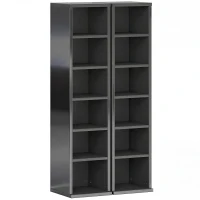 HOMCOM Set of 2 CD Media Display Shelf Unit Tower Rack with Adjustable Shelves, High Gloss Black(m-1)