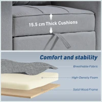 HOMCOM 3-in-1 Single Sofa Bed, Convertible Sleeper Chair Bed - Light Grey(m-7)
