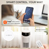 HOMCOM Tower Fan with WiFi Control Standing Floor Fan with Remote Control 116 cm White(m-4)