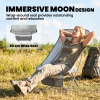 Outsunny Camping Chair for Adults Heavy Duty Folding Camp Chair with Side Pocket and Carry Bag Light Grey(m-4)