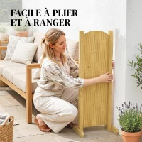 Outsunny Barriere Extensible en Bois de Sapin 180 cm, Base stable, pour Intérieur Extérieur Balcon Jardin, 180x30x90cm, Naturel(m-6)