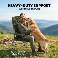 Outsunny Camping Chair Padded Reclining Folding Chair with Wide Armrests for Adults Camouflage(m-4)