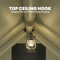 Outsunny Inflatable Camping Tent with Pump and Stove Jack Hole, Luxury Inflatable Tent with Mesh Windows, Doors, Olive Green(m-8)