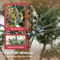 HOMCOM Árvore de Natal Artificial 210 cm com 1123 Ramos Densos e Suporte Metálico Dobrável para Interior Verde(m-6)