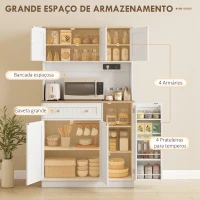 HOMCOM Armário de Cozinha Alto com Estação de Carregamento 6 Portas 1 Gaveta Prateleiras Ajustáveis 4 Prateleiras 100x40x173 cm Branco(m-4)