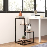 Outsunny Étagère à plantes étagère à fleurs en métal et bois 4 niveaux de différentes hauteurs style industriel 40 x 40 x 75,5 cm(m-10)