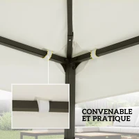 Outsunny Toile de rechange pour pavillon toile de tonnelle 4 x 3 m, double toit avec trous de drainage, polyester 180 g/m², crème(m-6)