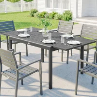 Outsunny Tavolo da Giardino Allungabile per 6-8 Persone con Piano a Doghe, in Alluminio, 110-170x90x75 cm, Grigio Scuro(m-2)