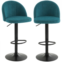 HOMCOM Lot de 2 Tabourets de Bar, Tabourets Modernes Pivotants avec Repose-pieds, Bleu