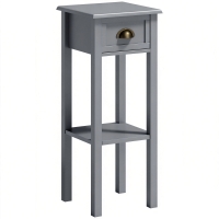 HOMCOM Mesa de Apoio com Gaveta e Prateleira de Armazenamento Estilo Moderno 30x30x75cm Branco