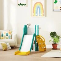 AIYAPLAY Toboggan pour tout-petits 5 en 1 toboggan autoportant pour enfant avec panier de basket, télescope, 178x70x86cm, jaune(m-10)