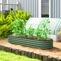 Outsunny Jardinière surélevée carré potager de jardin en acier modulable légumes, plantes, fleurs, dim. 195 x 62 x 30 cm vert(m-2)