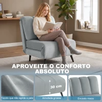 HOMCOM Sofá-Cama Individual 3 em 1 Dobrável com Encosto Ajustável e Almofada Espessa para Sala 72x88x87 cm Cinzento(m-6)
