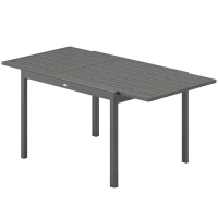 Outsunny Tavolo da Giardino Allungabile per 6-8 Persone con Piano a Doghe, in Alluminio, 110-170x90x75 cm, Grigio Scuro(m-10)