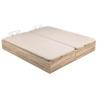 Canapé abatible con gran capacidad de almacenaje y apertura hidráulica – 135x190 cm, madera natural(m-6)