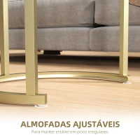 HOMCOM Conjunto de 2 Mesas de Centro Mesas Auxiliares Modernas com Bancada de Efeito Mármore e Estrutura de Aço para Sala Quarto Dourado(m-6)