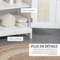 kleankin Meuble salle de bain, armoire salle de bain sur pied à 3 niveaux, double porte et étagère réglable, 60x30x80cm, blanc(m-6)