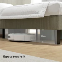 HOMCOM Cadre de lit 140 x 190 cm, sommier à lattes en bois, tête de lit réglable, lit double rembourré en velours côtelé, gris(m-7)