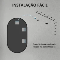HOMCOM Espelho Casa de Banho Ovalado 60x90 cm Espelho Decorativo de Parede com Estrutura de Alumínio para Sala Corredor Preto(m-7)