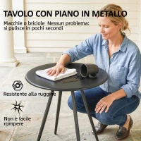 Outsunny Set Bistrò 3 Pezzi: Sedie in Rete e Tavolo, Grigio Misto.(m-7)