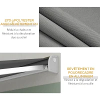 Outsunny Store banne motorisé, store banne électrique, angle réglable 14°-30°, avec télécommande manivelle, 4 x 3 m, gris clair(m-7)