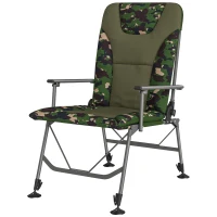 Outsunny Camping Chair Padded Reclining Folding Chair with Wide Armrests for Adults Camouflage(m-11)