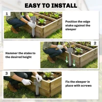 Outsunny 20 Pack Railway Sleeper Brackets, 41 cm Heavy Duty Galvanised Steel Sleeper Stakes with Screws and Gloves(m-5)