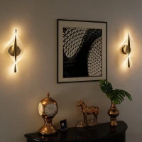 HOMCOM Led Wall Lamp 2 Pack, 13W Modern Indoor Spiral Wall Light, Colour Temperature Adjustable 3000K/4000K/6500K, for Bedroom, Living Room, Hallway, Stairs, Black(m-9)