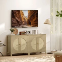 HOMCOM Aparador de Cozinha com 2 Portas de Vime Sintético Móvel Auxiliar de Cozinha com Prateleira Ajustável 75x38x77 cm Madeira(m-7)