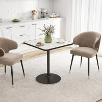 HOMCOM Table à manger pour 4 personnes table de cuisine style moderne avec plateau effet marbre et base ronde, 70 x 70 cm, blanc(m-2)