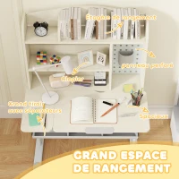 AIYAPLAY Bureau pour enfants, table d'étude réglable en hauteur avec plateau inclinable, 80 x 51 x 108,5-130,5 cm, naturel(m-6)