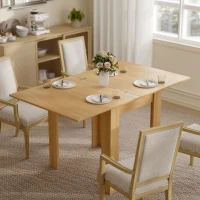 HOMCOM Table à manger extensible rectangle pour 4 à 6 personnes, table de cuisine 70-140 cm, patins en feutre, bois naturel(m-10)