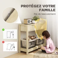 HOMCOM Console meuble 90 cm, table console étroite avec 2 tiroirs rainurés et étagère, style moderne, bois naturel(m-6)