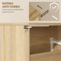 HOMCOM Sapateira Estreita com Espelho 4 Portas Abatíveis para 12 Pares de Sapatos para Espaços Reduzidos 63x17x146 cm Madeira(m-6)