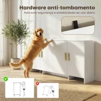 HOMCOM Aparador de Cozinha com 4 Prateleiras 4 Portas com Fecho Suave Móvel para TV de 72 Polegadas 152x40x80 cm Branco(m-9)